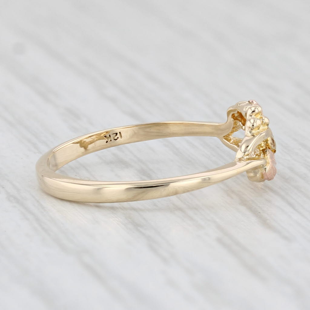Light Gray Black Hills Gold Jewelry Co Leaf Ring 10k 12k Yellow Green Rose Gold Size 6