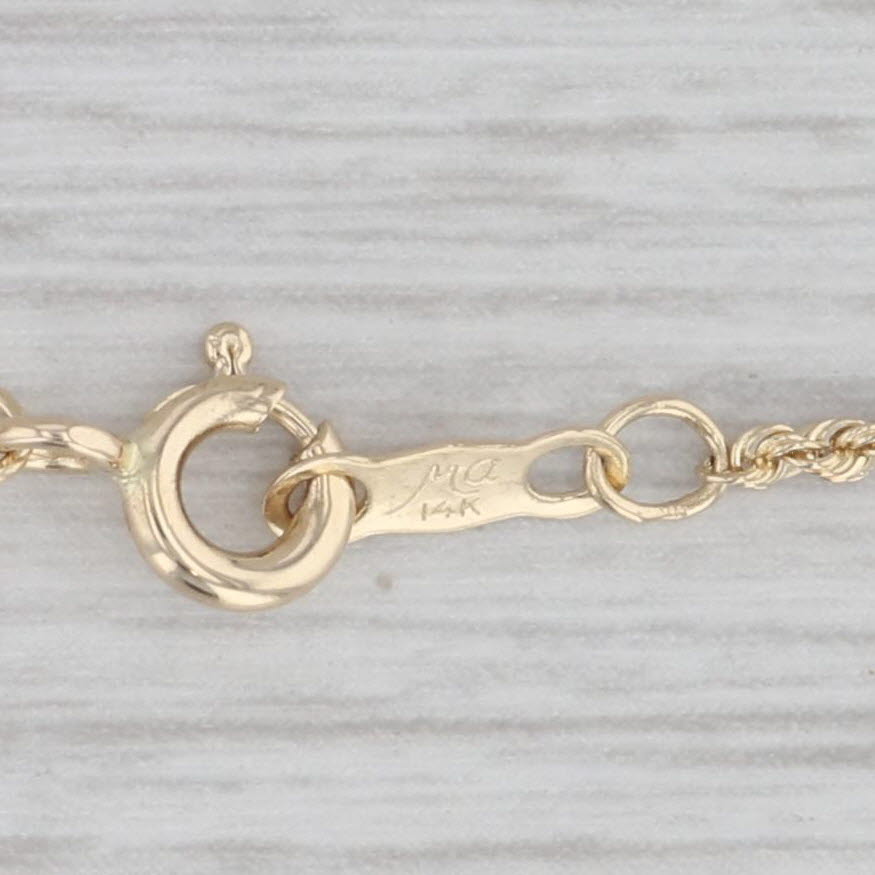 Gray 18" 1.3mm Rope Chain Necklace 14k Yellow Gold
