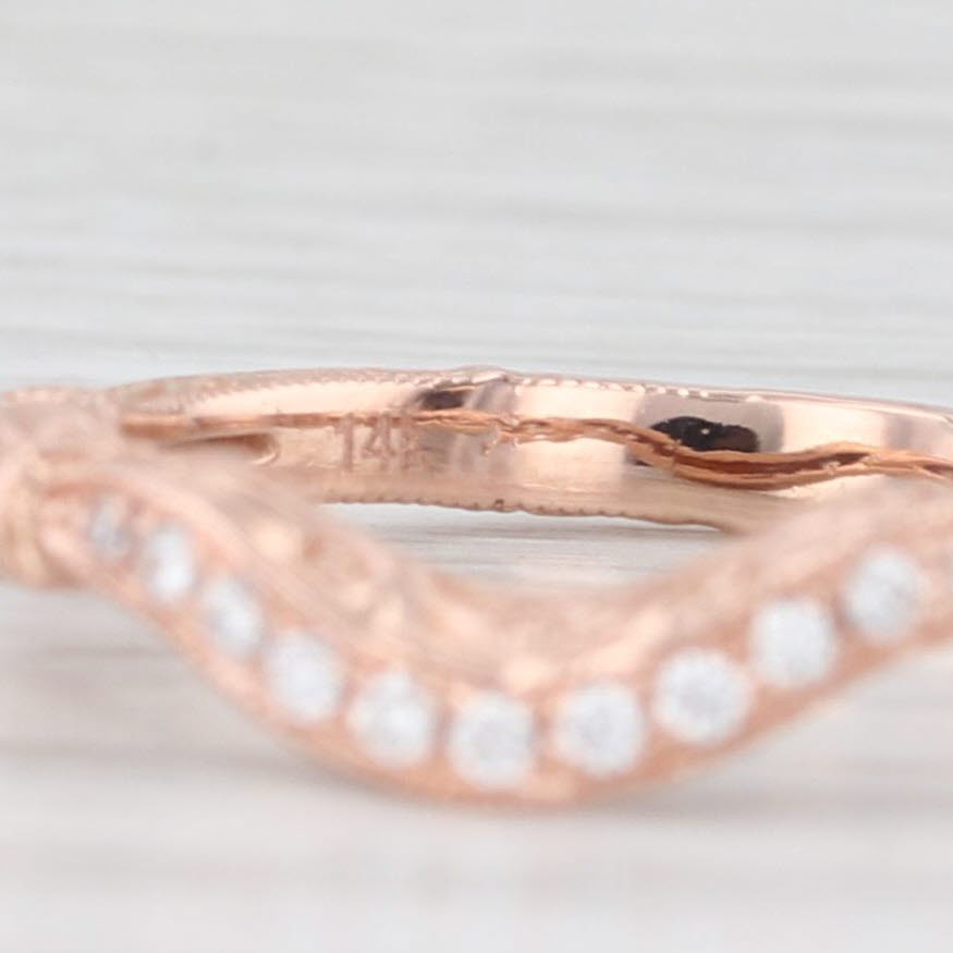 Light Gray Shane & Co 0.10ctw Diamond Wedding Band 14k Rose Gold Size 5 Ornate Ring
