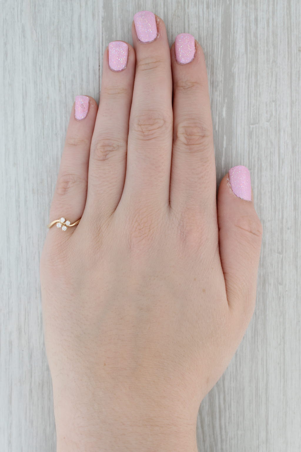 Gray 0.14ctw Diamond Cluster Ring 14k Yellow Gold Size 6.25 Bypass Engagement