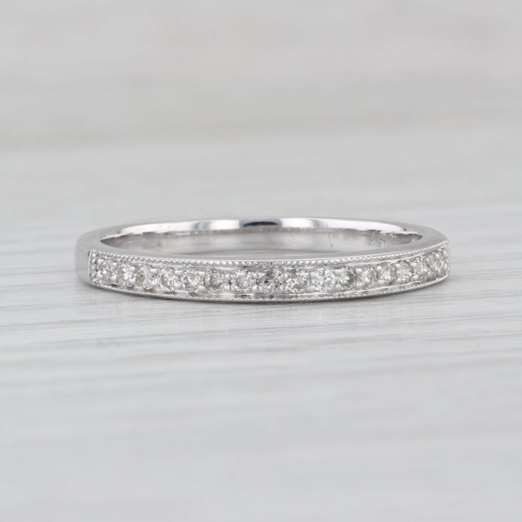 0.10ctw Diamond Wedding Band 10k White Gold Size 7 Stackable Ring