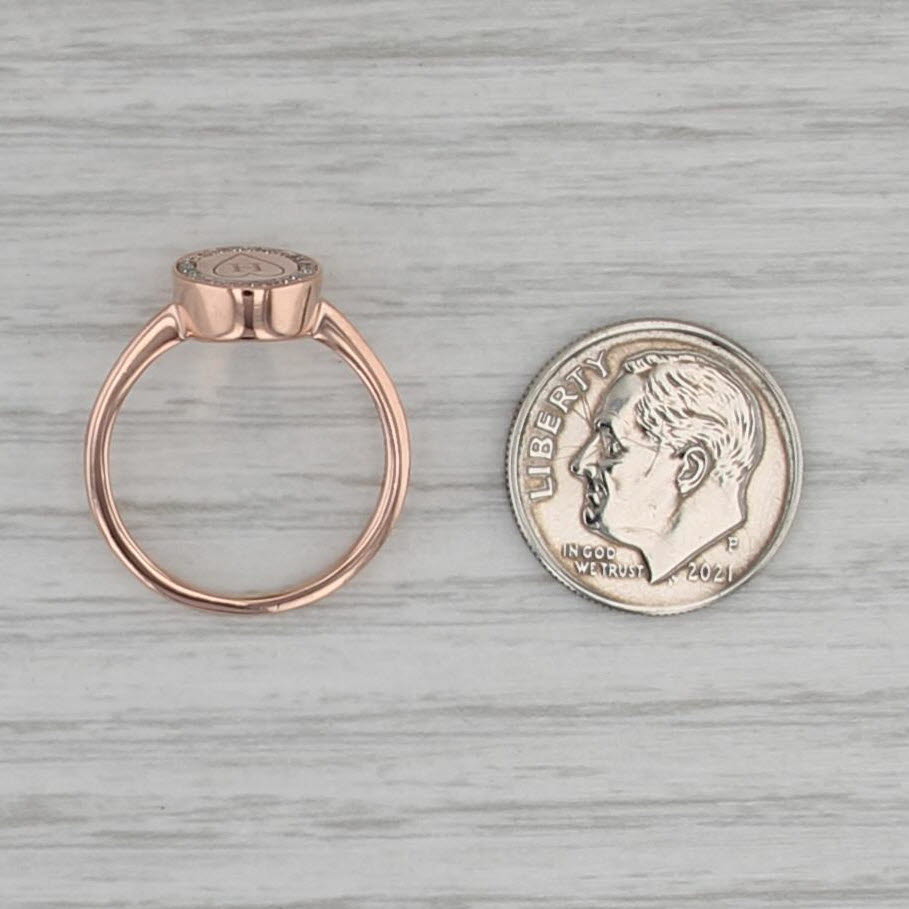 Heart Framed Engraved H Diamond Halo Ring 10k Rose Gold Size 6 Signet
