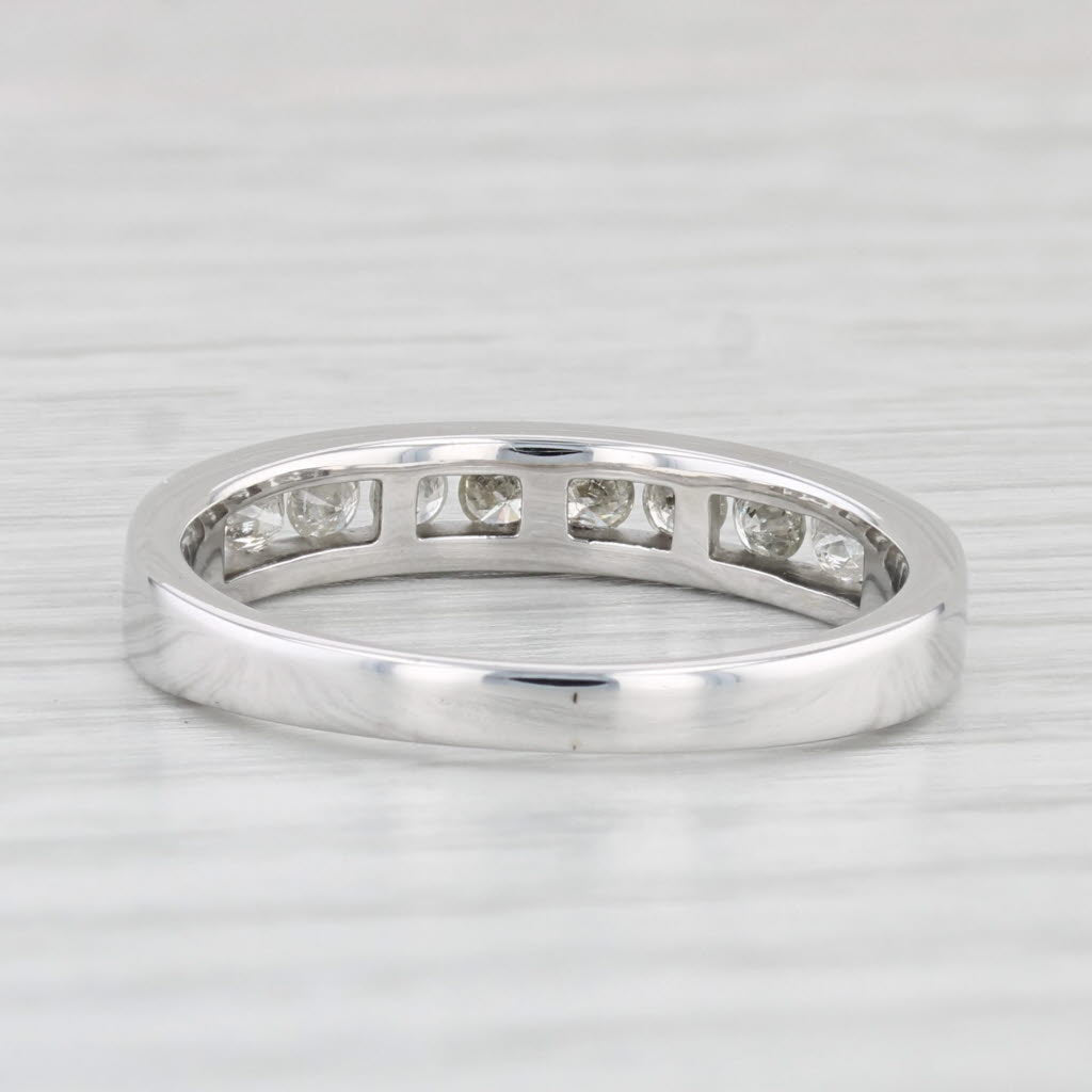Light Gray 0.48ctw Diamond Wedding Band 18k White Gold Size 8.5 Stackable Anniversary Ring
