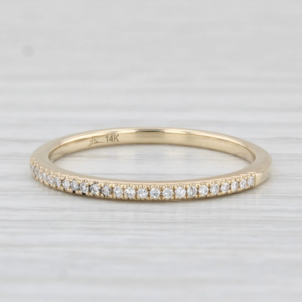 Light Gray Diamond Accented Wedding Band 14k Yellow Gold Size 7 Stackable Ring Shy