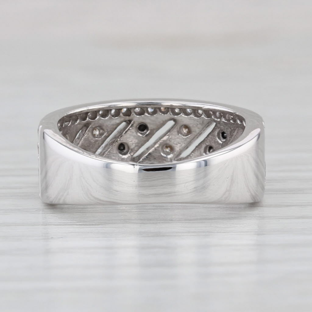 0.63ctw Black White Champagne Diamond Ring 10k White Gold Sz 6 Bridal Stackable