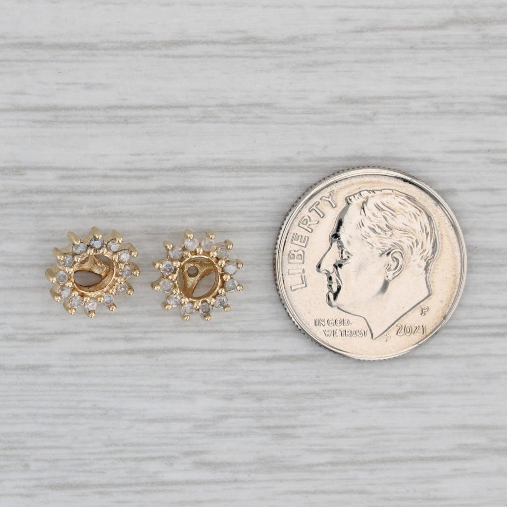 Gray 0.20ctw Diamond Earring Jackets Enhancers 10k Yellow Gold for Stud Earrings
