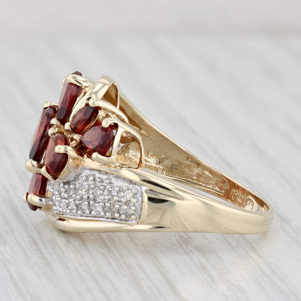 Light Gray 4.38ctw Garnet Diamond Cluster Ring 10k Yellow Gold Size 9.25 Bypass