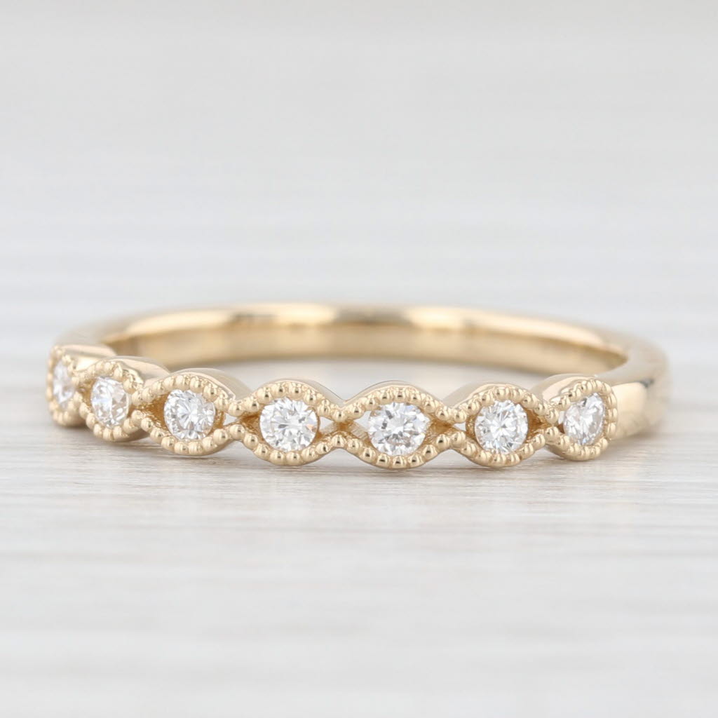 Light Gray New 0.16ctw Diamond Wedding Band 14k Yellow Gold Stackable Anniversary Ring 6.5