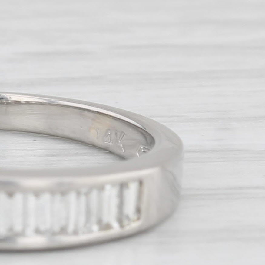 Light Gray 0.54ctw Diamond Wedding Band 14k White Gold Size 6 Stackable Anniversary