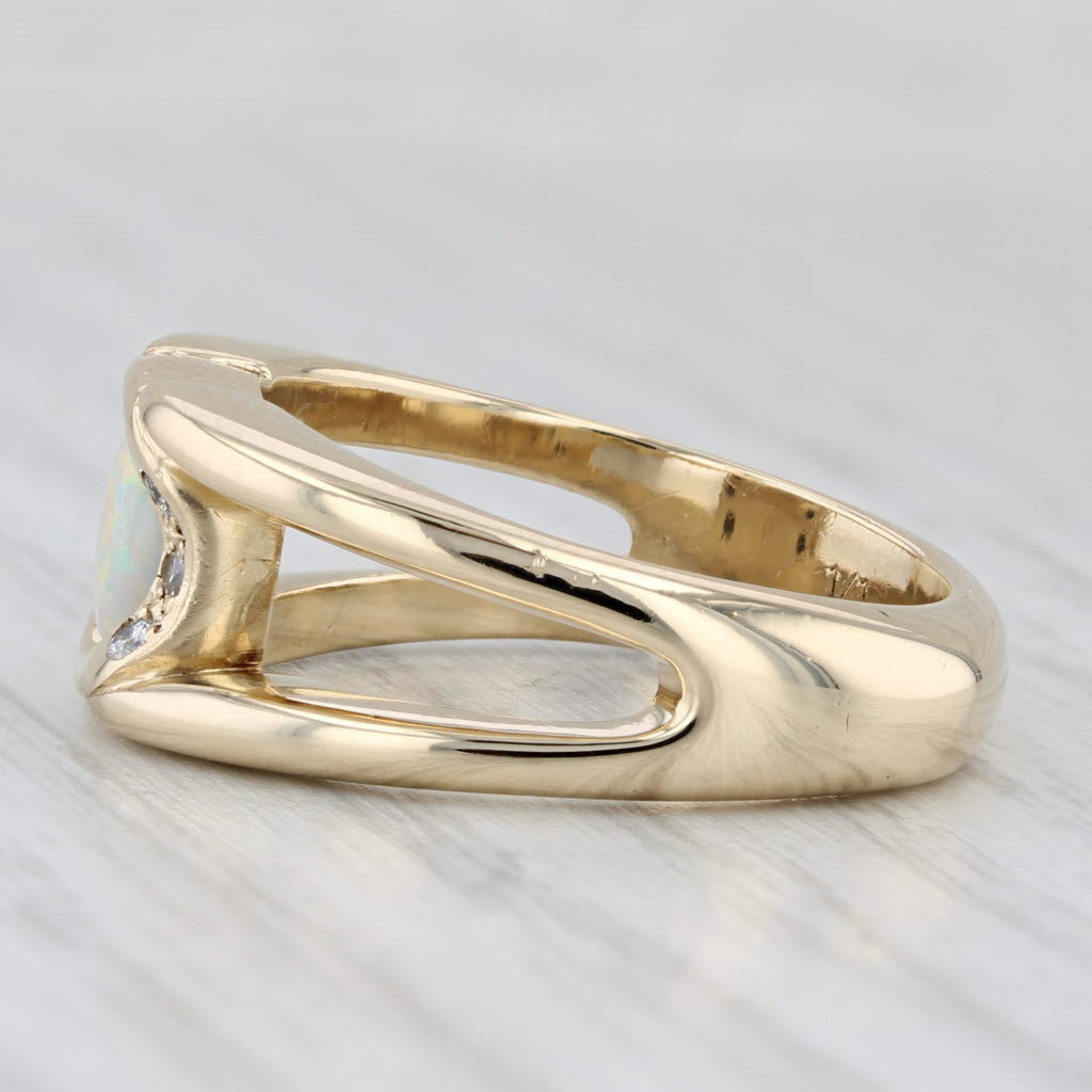 Light Gray Debella Opal Diamond Ring 14k Yellow Gold Size 9