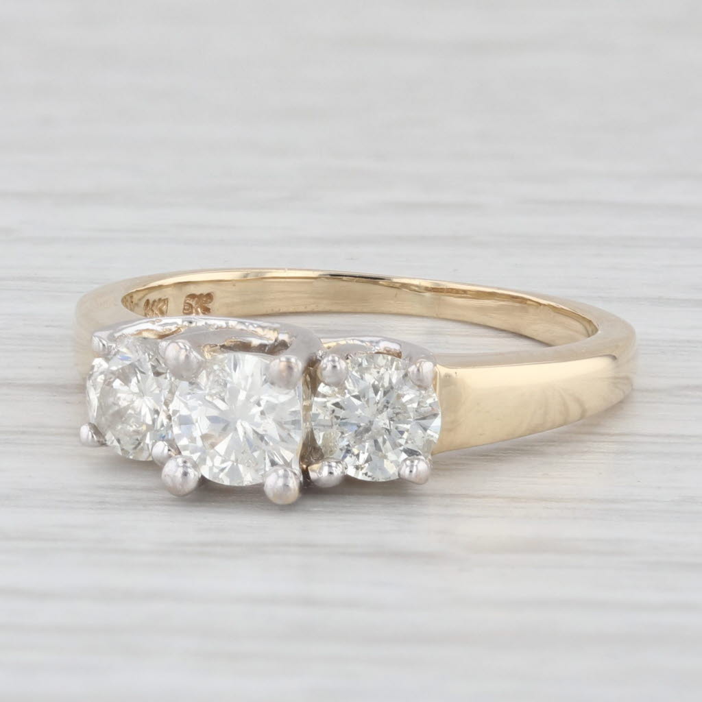 Light Gray 0.94 ctw 3-Stone Round Diamond Engagement Ring 14K Yellow Gold Size 6