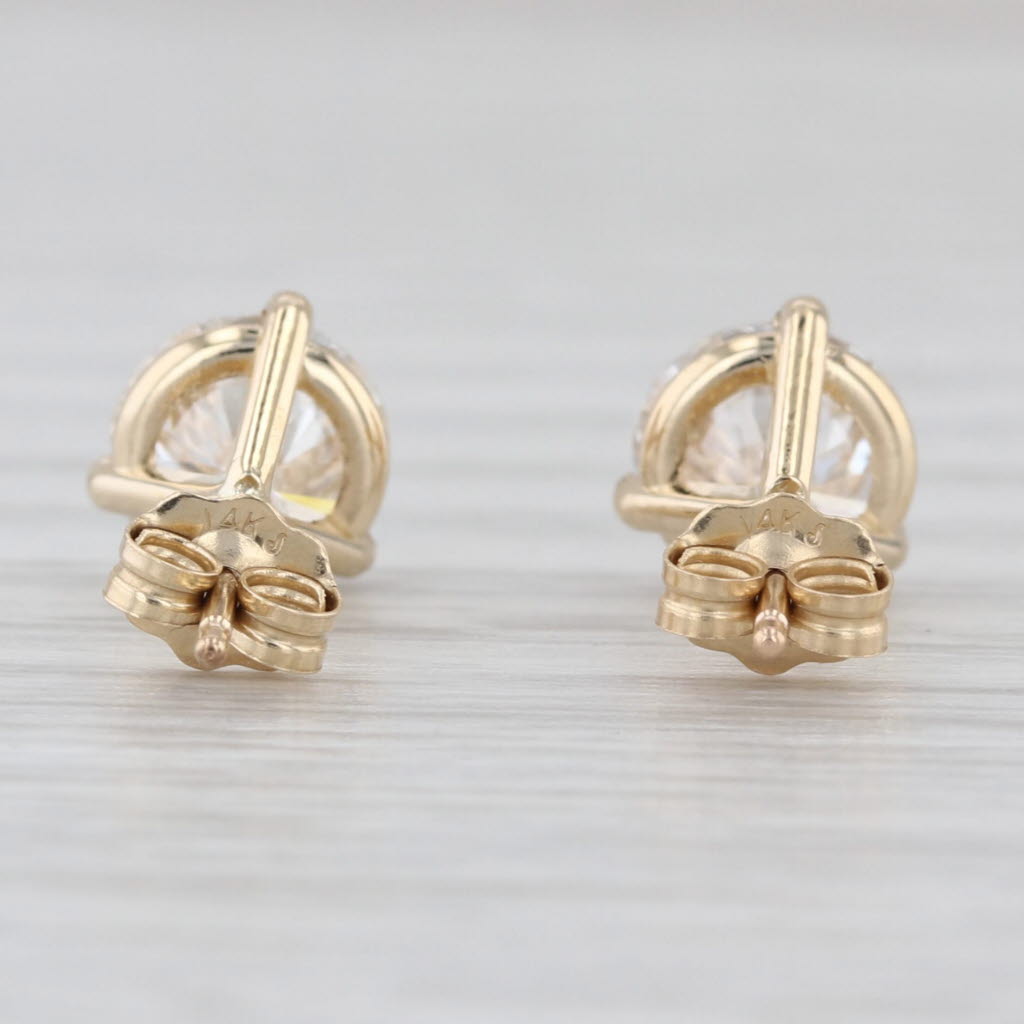 New IGI Lab Grown 2.03ctw Round Diamond Martini Stud Earrings 14k Gold Studs