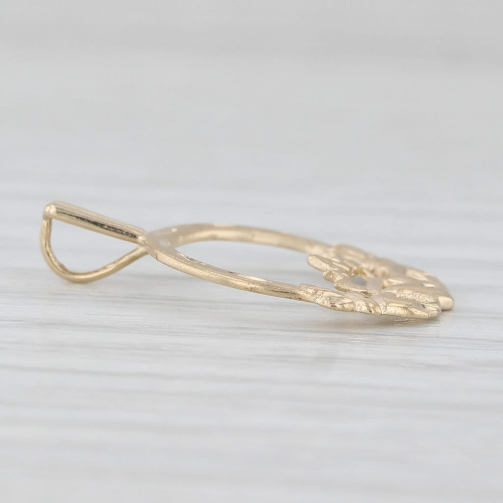 Light Gray Small Irish Claddagh Pendant 14k Yellow Gold Charm