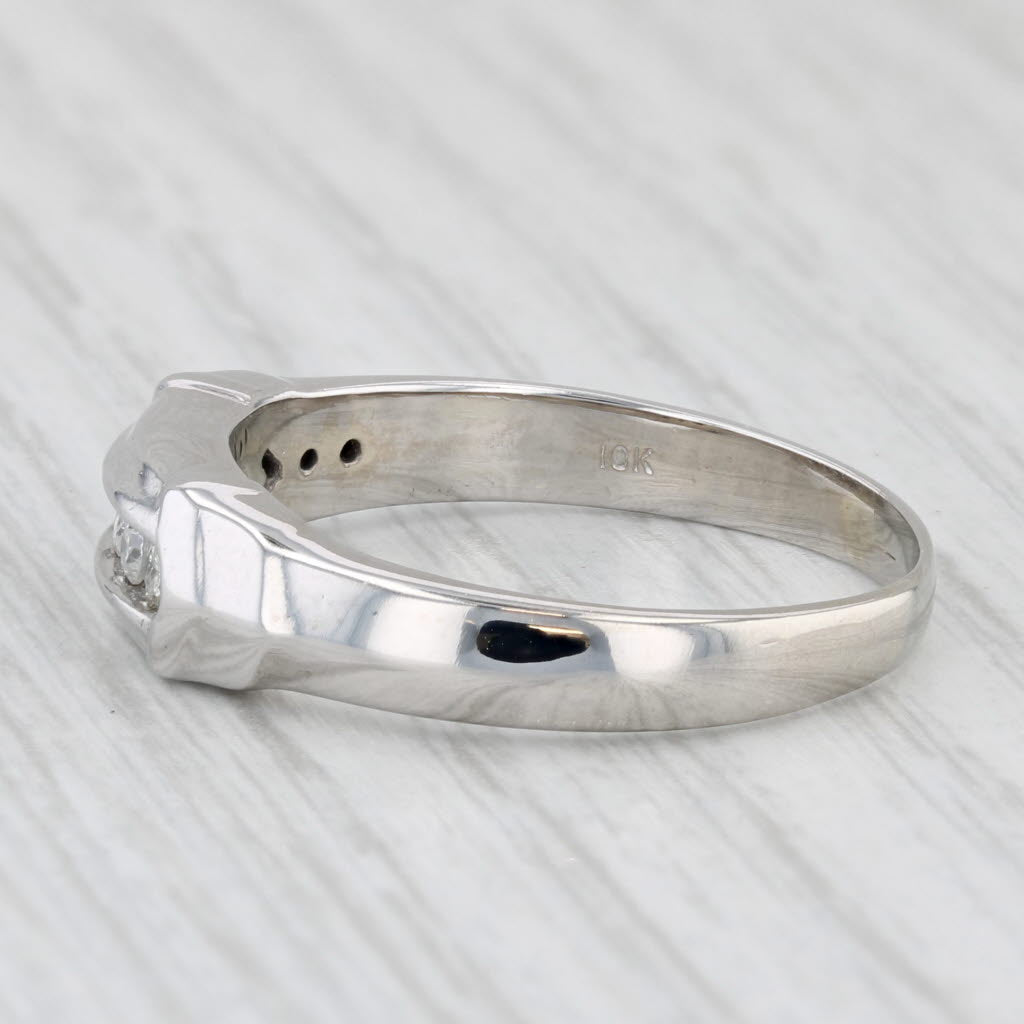 Light Gray 0.20ctw Diamond Men's Wedding Band 10k White Gold Size 10.75 Ring