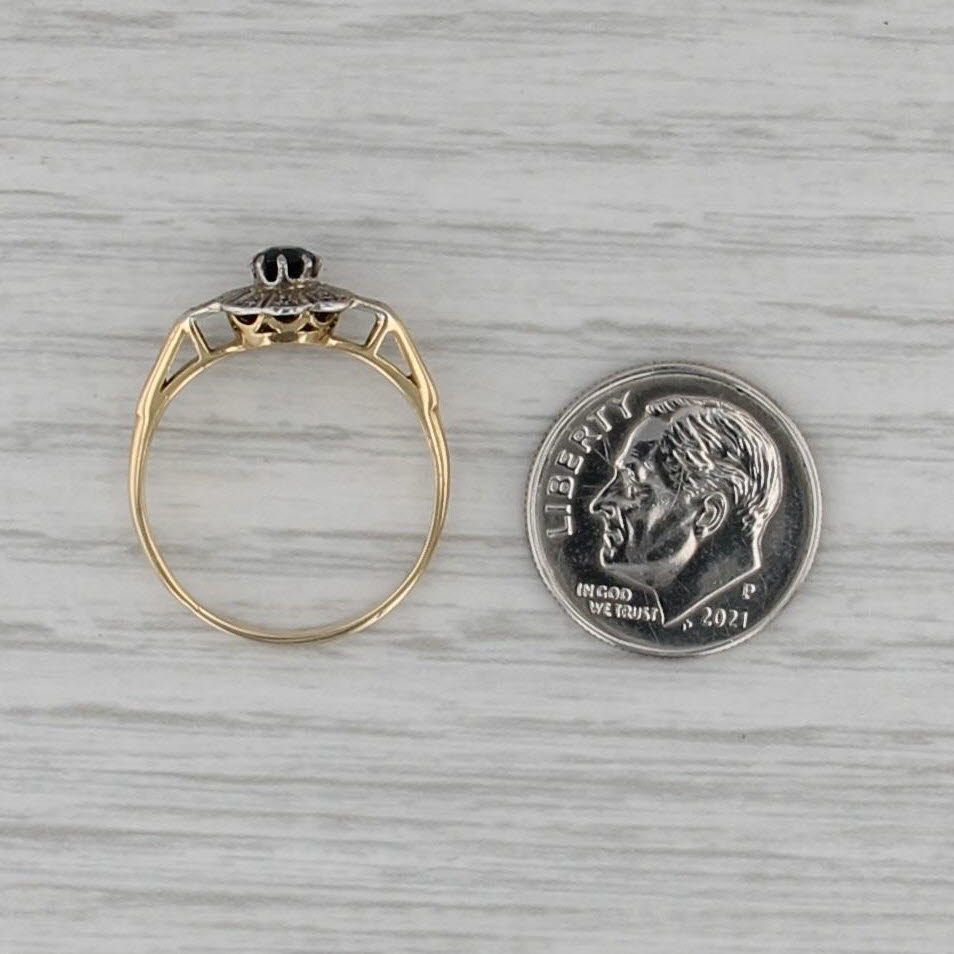 Vintage Sapphire Diamond Ring 18k Yellow Gold Size 7 Engagement