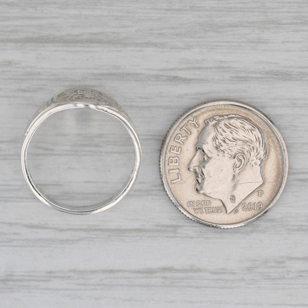 Gray Girl Scouts Badge Signet Ring Sterling Silver Size 4