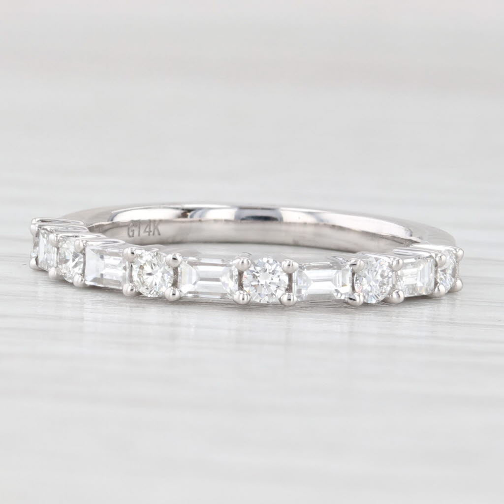 Light Gray New 0.63ctw Diamond Wedding Band 14k White Gold Stackable Anniversary Ring 6.5