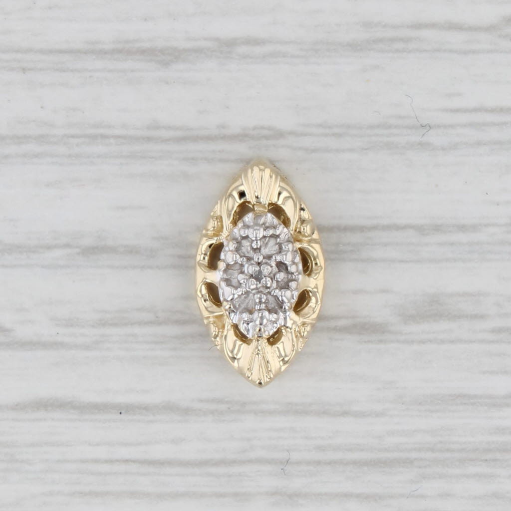Light Gray Vintage Diamond Slide Bracelet Charm 14k Yellow Gold OMG
