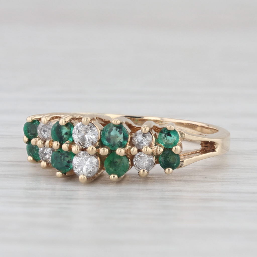 Light Gray 0.52ctw Emerald Diamond Tiered Ring 10k Yellow Gold Stackable Anniversary Size 6