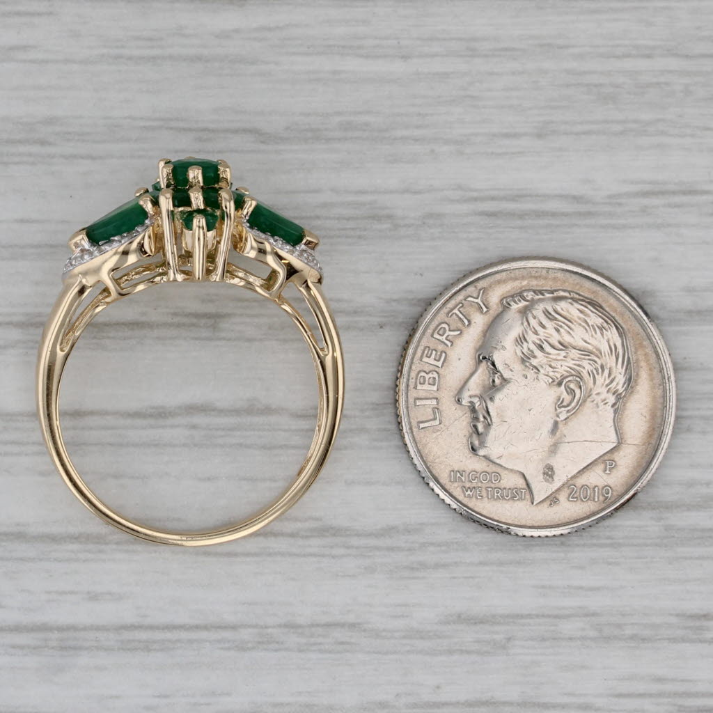 Dark Gray 1.34ctw Emerald Cluster Diamond Ring 14k Yellow Gold Size 6