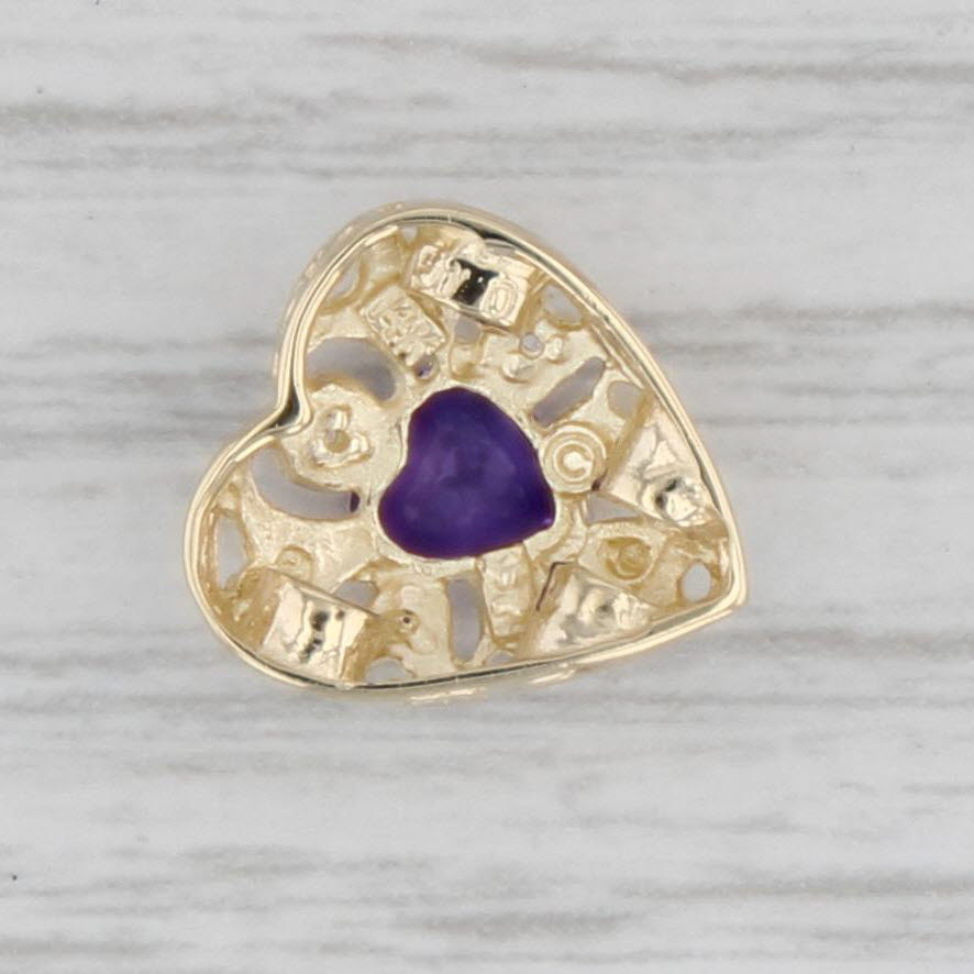 Gray Richard Klein 0.45ct Amethyst Heart Diamond Slide Bracelet Charm 14k Gold
