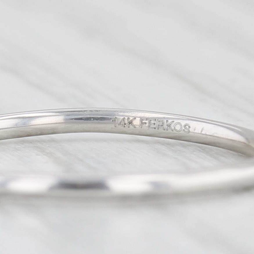 Light Gray Classic Women's Wedding Band 14k White Gold Stackable Ring Size 6