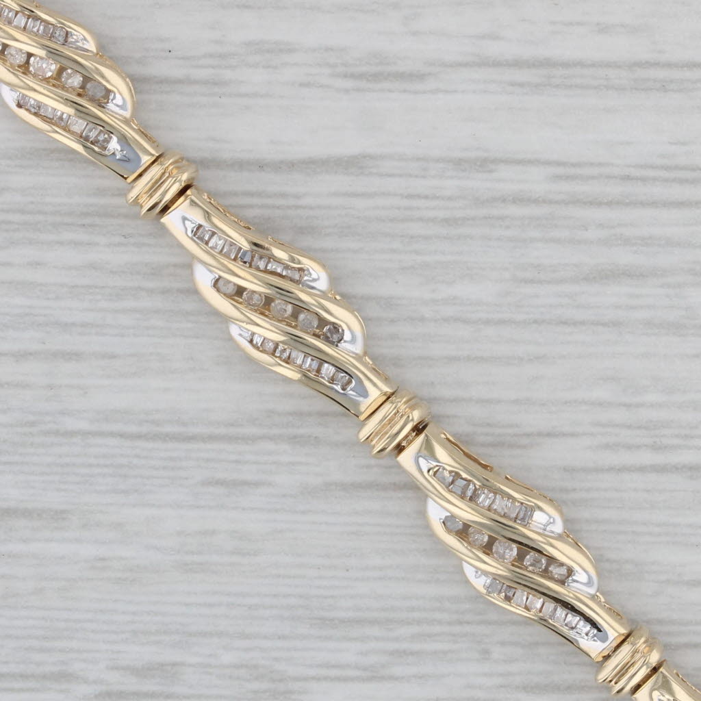 Gray 0.50ctw Diamond Scalloped Bracelet 10k Yellow Gold 7" 6.5mm