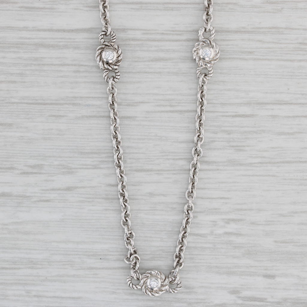 Gray Judith Ripka Cubic Zirconia Station Necklace 36" Long Cable Chain