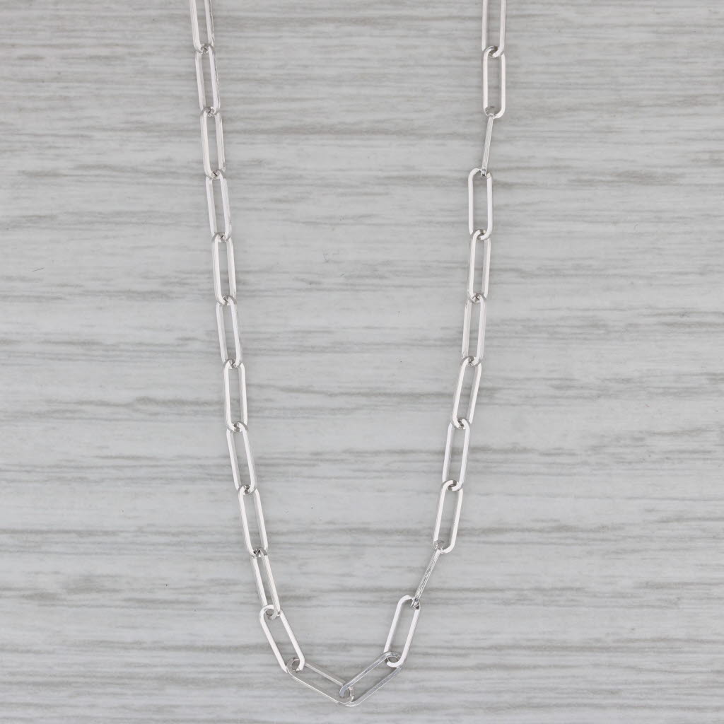 Gray New Paperclip Chain Necklace 14k White Gold 18" 2.5mm