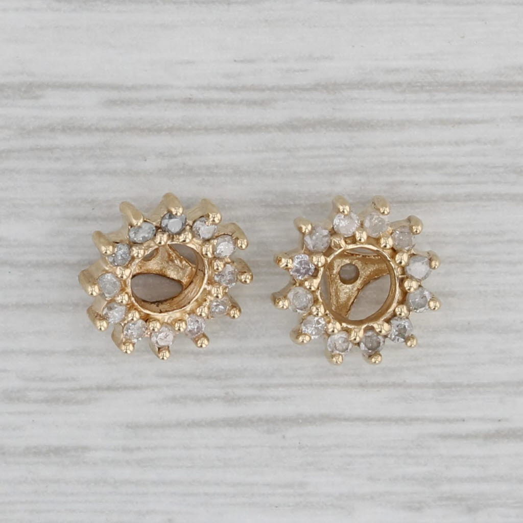 Gray 0.20ctw Diamond Earring Jackets Enhancers 10k Yellow Gold for Stud Earrings