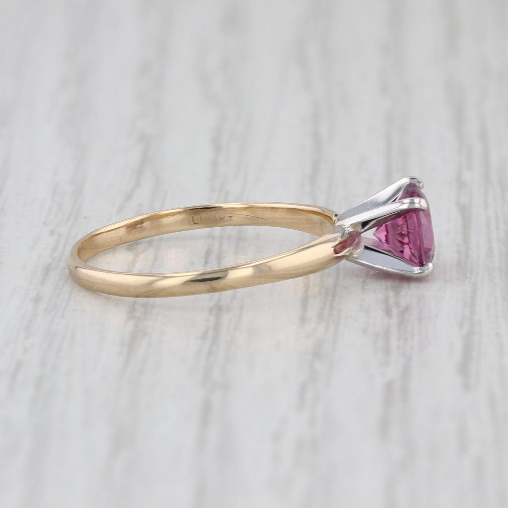 1.10ct Pinkish Purple Rhodolite Garnet Solitaire Ring 14k Yellow Gold Size 8