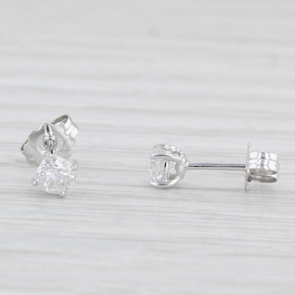 Light Gray 0.32ctw Round Diamond Solitaire Stud Earrings 14k White Gold