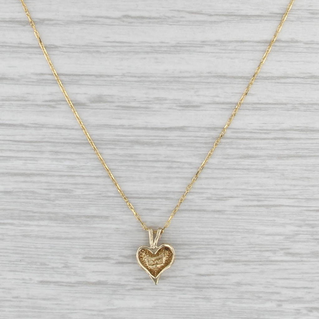Small Brushed Heart Pendant Necklace 14k Yellow Gold 18" Anchor Mariner Chain