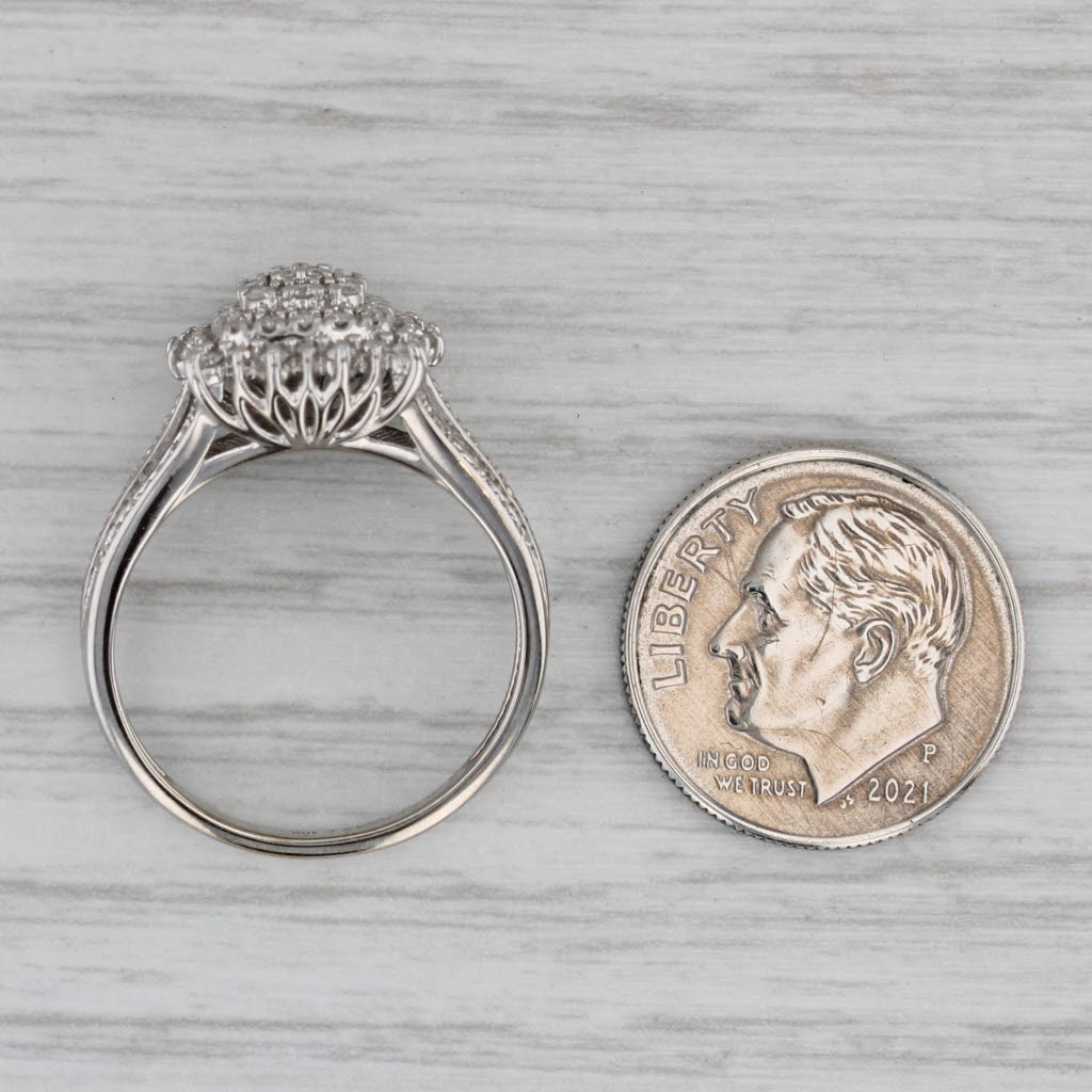 Gray 0.24ctw Diamond Cluster Halo Engagement Ring 10k White Gold Size 7