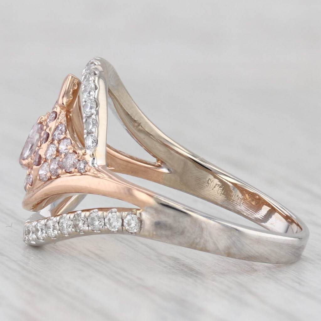 Light Gray 0.87ctw Diamond Bypass Teardrop Ring 18k White Rose Gold Size 8