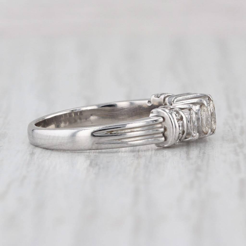 0.51ctw Diamond Pyramid Rooftop Ring 14k White Gold Size 7 Anniversary
