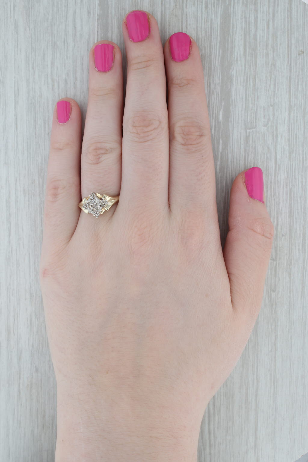 Gray 0.20ctw Diamond Cluster Ring 10k Yellow Gold Size 8.5 Engagement