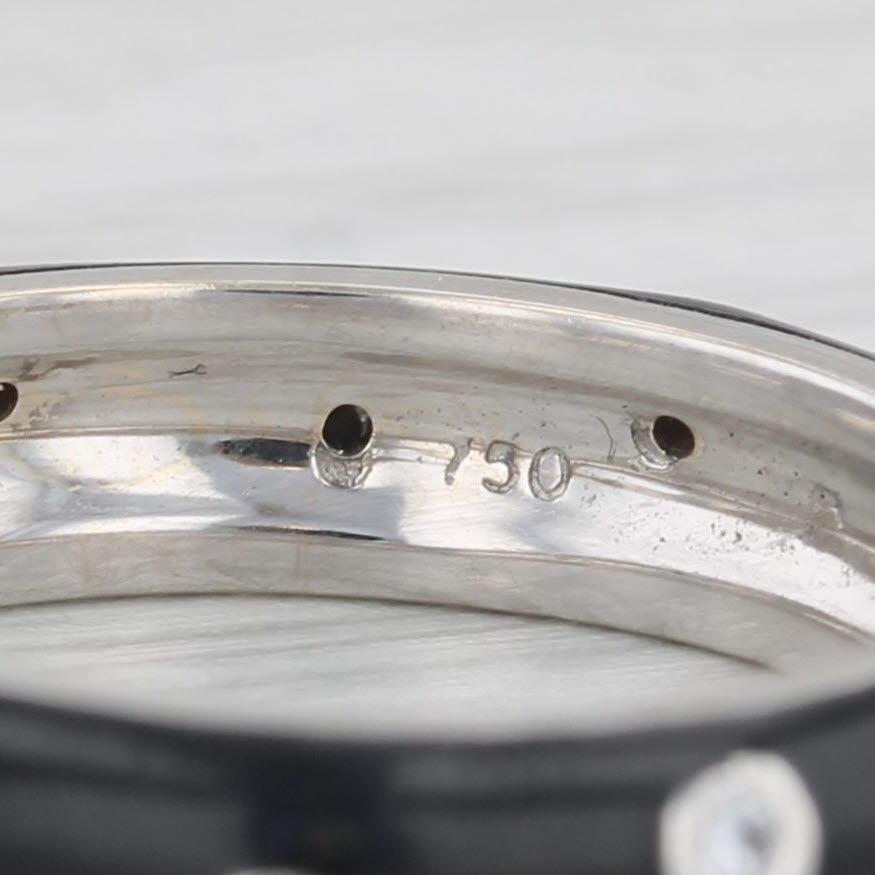 Gray Hidalgo 0.18ctw Diamond Black Enamel Ring 18k White Gold Stackable Ring