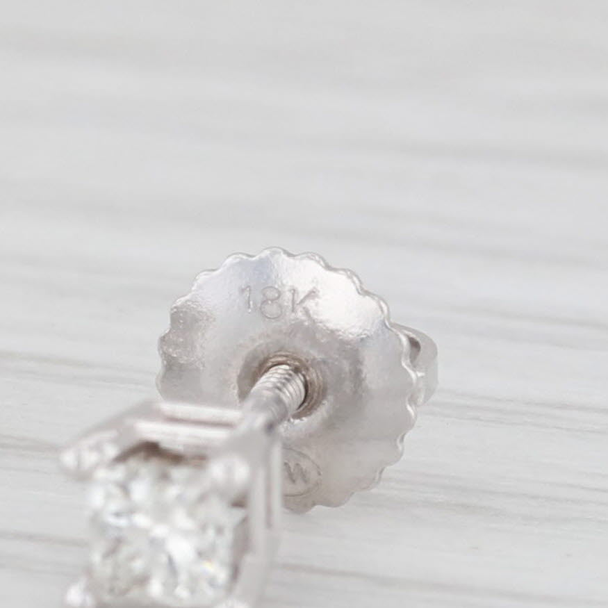 Light Gray 0.31ctw Princess Diamond Solitaire Stud Earrings 18K White Gold GSI Certificate