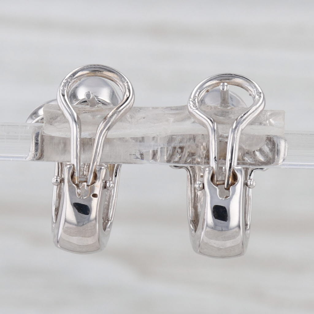 2.10ctw Diamond J-Hook Earrings 18k White Gold Omega Back Drops