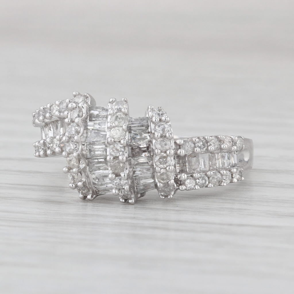 0.97ctw Diamond Knot Ring 10k White Gold Size 8.25