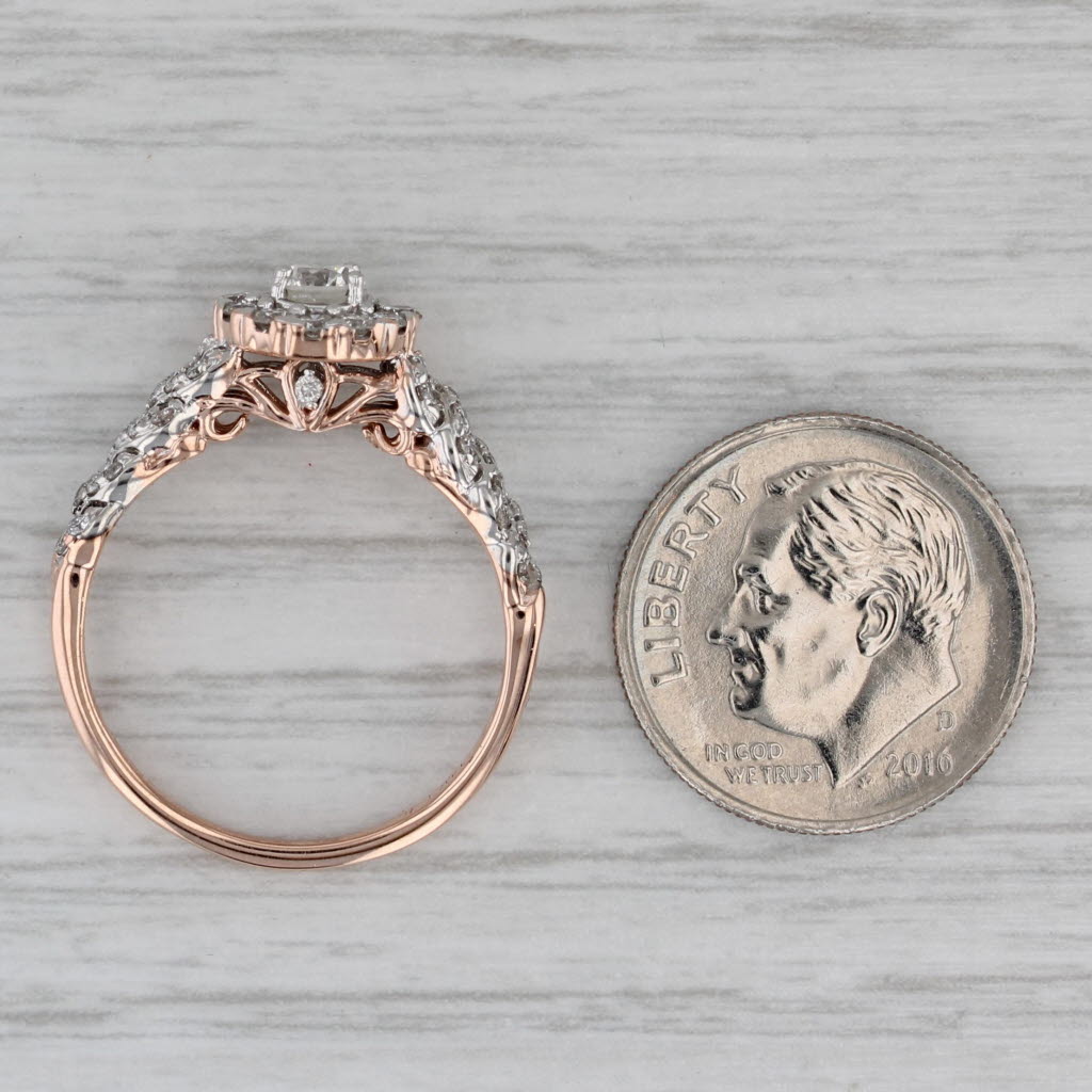 Gray 0.92ctw Diamond Halo Engagement Ring 14k Rose Gold Size 7