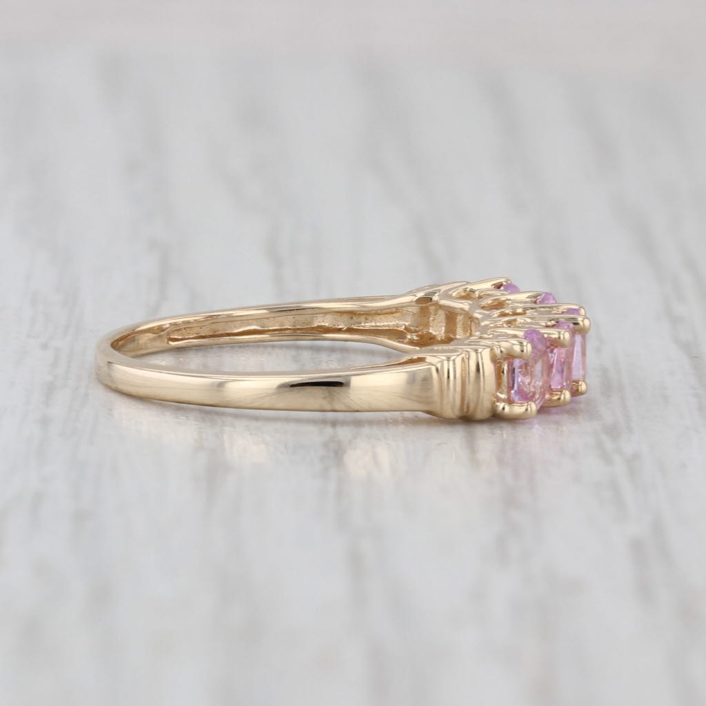 1.20ctw Tiered Pink Sapphire Ring 10k Yellow Gold Size 6 Stackable
