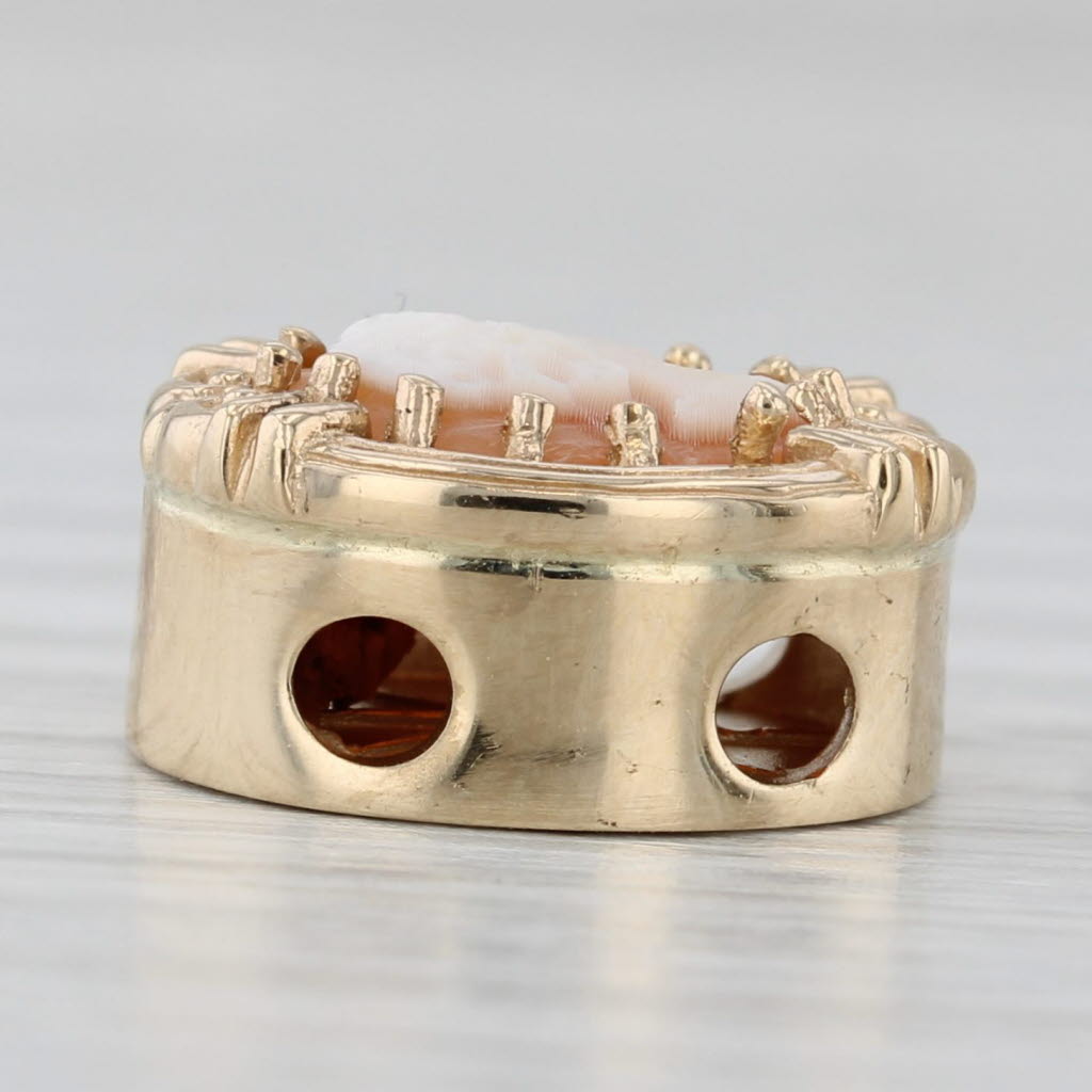 Gray Vintage Carved Shell Cameo Slide Bracelet Charm 14k Yellow Gold