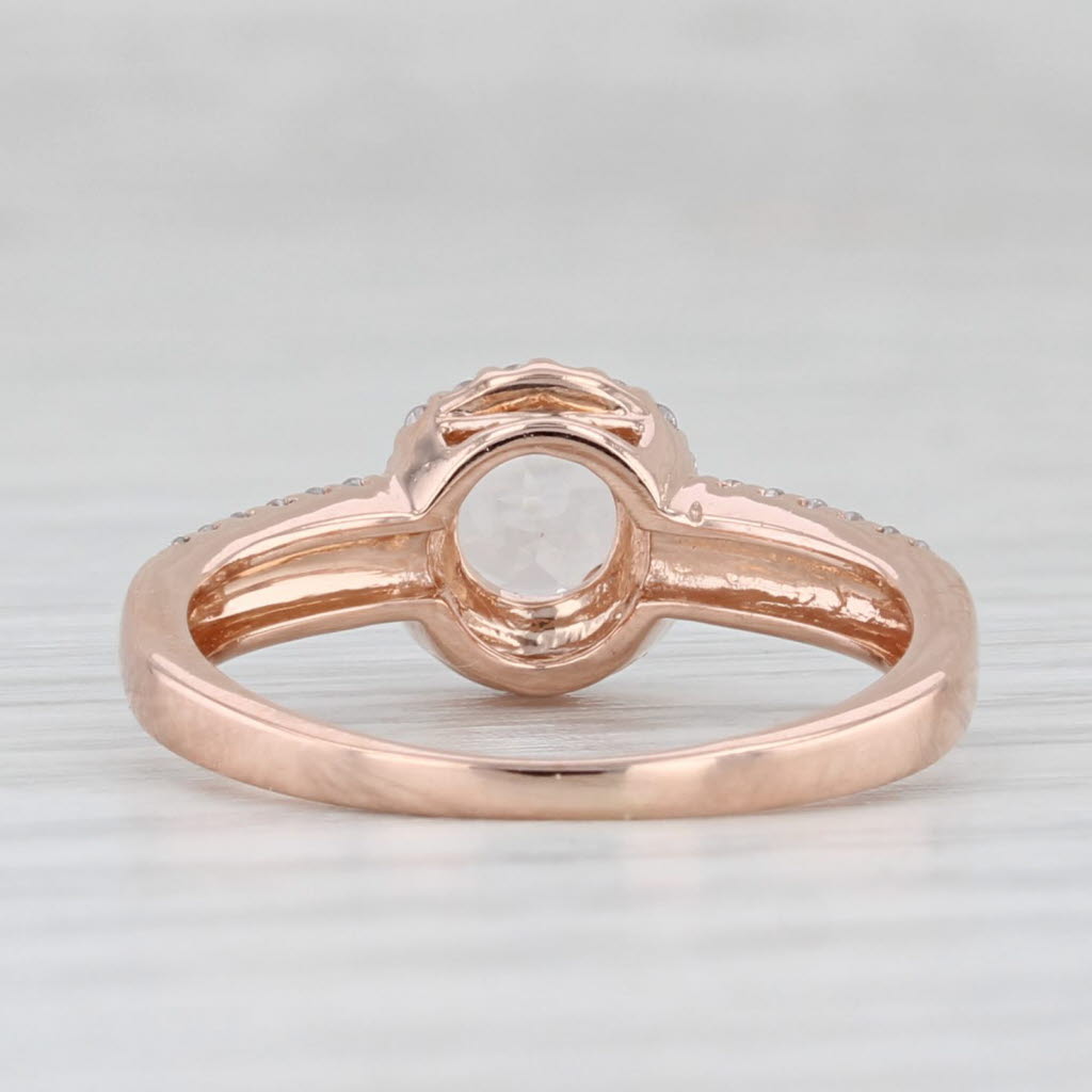 Light Gray 0.50ctw Morganite Diamond Halo Ring 14k Rose Gold Size 4.75 Engagement