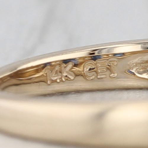 0.34ctw Blue Sapphire Diamond Wedding Band 14k Yellow Gold Stackable Ring Sz 6