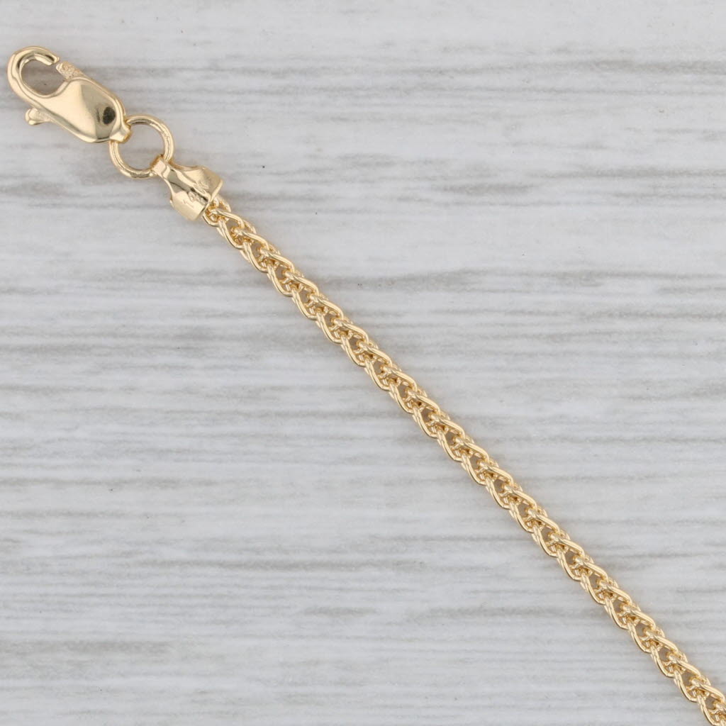 Gray New Round Wheat Chain Necklace 14k Yellow Gold 16" 1.5mm