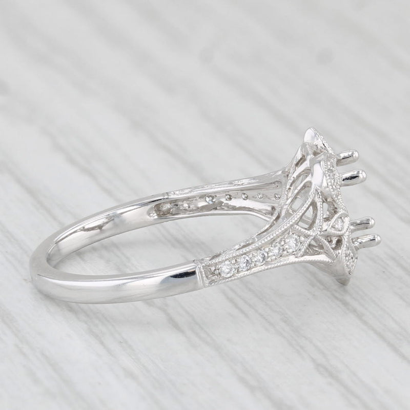 New Beverley K Semi Mount Engagement Ring Diamonds 18k White Gold Size 6.75