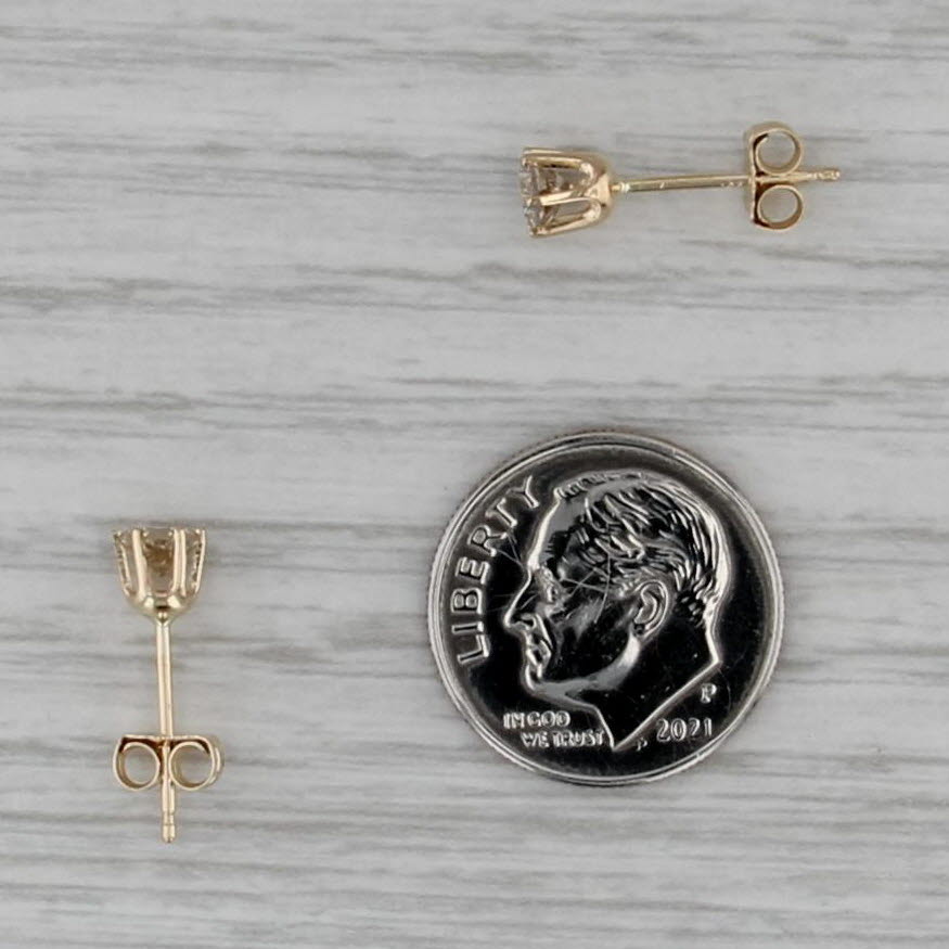 0.40ctw Brown Diamond Stud Earrings 14k Yellow Gold Round Solitaire Studs