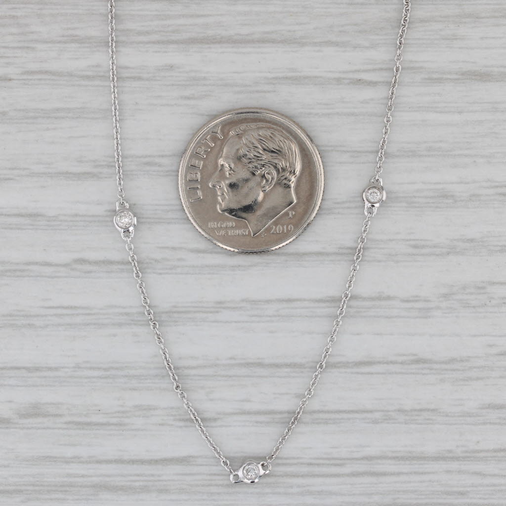 Gray 0.26ctw Diamond Station Necklace 14k White Gold 18"